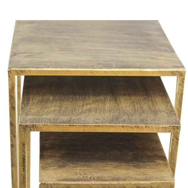 Bijzettafel Fletcher Set Van 3 Metaal - Goud 2 Bijzettafel Fletcher Set Van 3 Metaal - Goud - Afbeelding 2