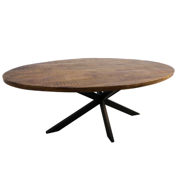 Eettafel Geraldton 180x100cm Mangohout - Naturel/zwart 5 Eettafel Geraldton 180x100cm Mangohout - Naturel/zwart - Afbeelding 5