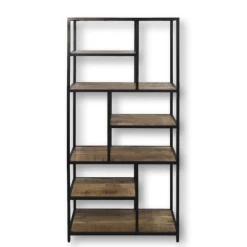Wandrek Levels 80x38x180cm Mangohout En Ijzer - Naturel/zwart