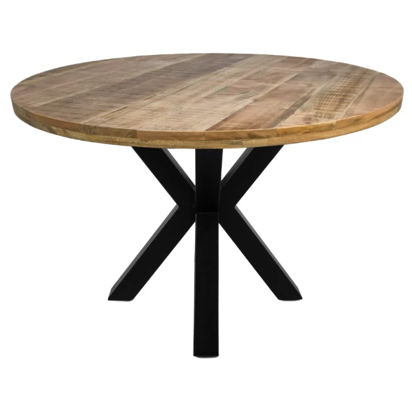 Eettafel Regina Rond 120cm Mangohout - Naturel/zwart 1 Eettafel Regina Rond 120cm Mangohout - Naturel/zwart