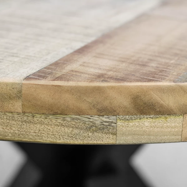 Eettafel Regina Rond 120cm Mangohout - Naturel/zwart 2 Eettafel Regina Rond 120cm Mangohout - Naturel/zwart - Afbeelding 2