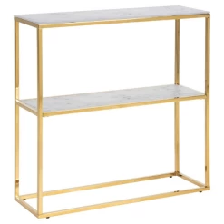Sidetable Anika 79,50cm - Wit Marmer/goud