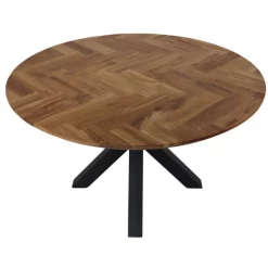 Eettafel Fishbone Rond 140cm Eik Visgraatmotief - Naturel/zwart -Collectie Woonkamermeubels Ontwerp zonder titel 2022 02 22T083021.076 bccf