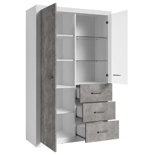 Vitrinekast Alexi Met Ledverlichting - Wit/beton 5 Vitrinekast Alexi Met Ledverlichting - Wit/beton - Afbeelding 5