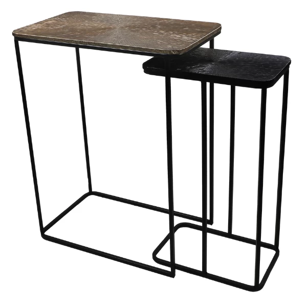 Bijzettafel Downton Set Van 2 Metaal - Goud/zwart 1 Bijzettafel Downton Set Van 2 Metaal - Goud/zwart