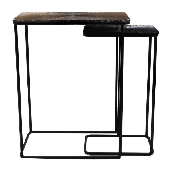 Bijzettafel Downton Set Van 2 Metaal - Goud/zwart 2 Bijzettafel Downton Set Van 2 Metaal - Goud/zwart - Afbeelding 2