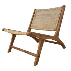 Loungestoel Dario Teakhout En Rotan - Naturel