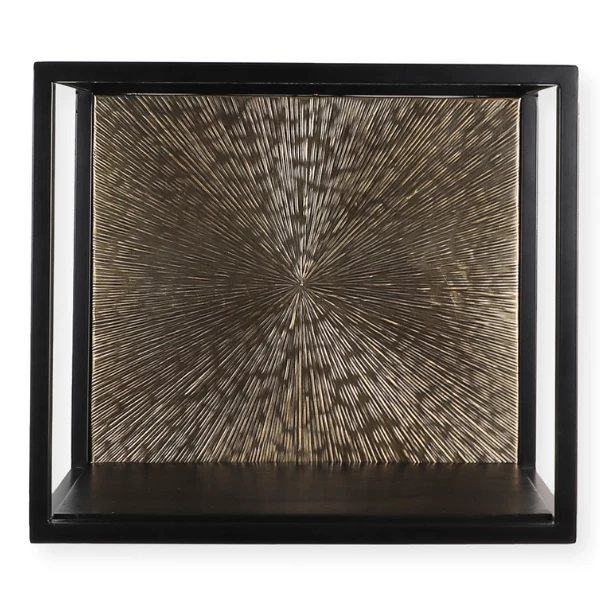 Wandbox | 25 X 25 X 18 Cm | Mangohout En Metaal | Zwart-goud 3 Wandbox | 25 X 25 X 18 Cm | Mangohout En Metaal | Zwart-goud - Afbeelding 3