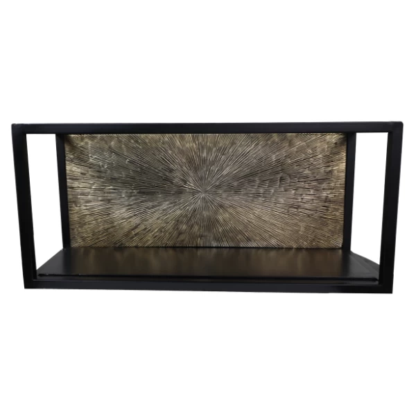 Wandbox Downton | 55 X 25 X 18 Cm | Mangohout En Metaal | Zwart-goud 2 Wandbox Downton | 55 X 25 X 18 Cm | Mangohout En Metaal | Zwart-goud - Afbeelding 2