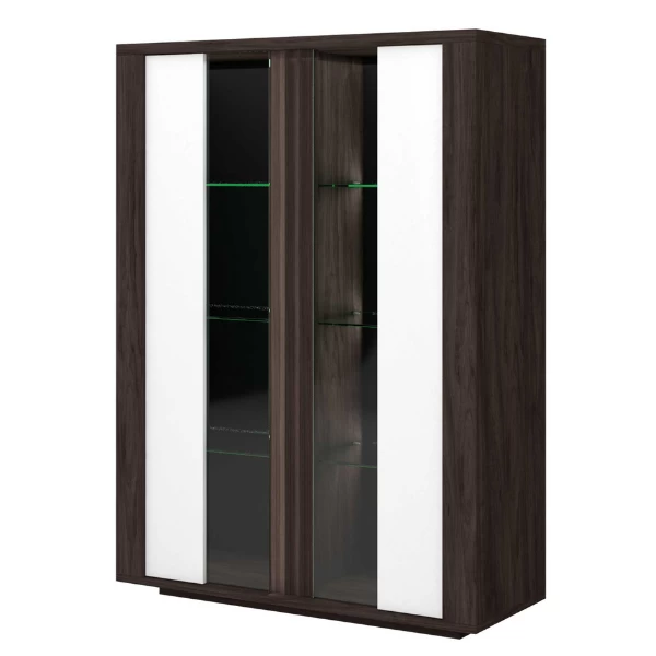 Vitrinekast Armin 130x45x180cm - Wit/bruin 5 Vitrinekast Armin 130x45x180cm - Wit/bruin - Afbeelding 5
