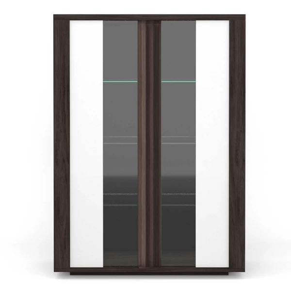 Vitrinekast Armin 130x45x180cm - Wit/bruin 4 Vitrinekast Armin 130x45x180cm - Wit/bruin - Afbeelding 4