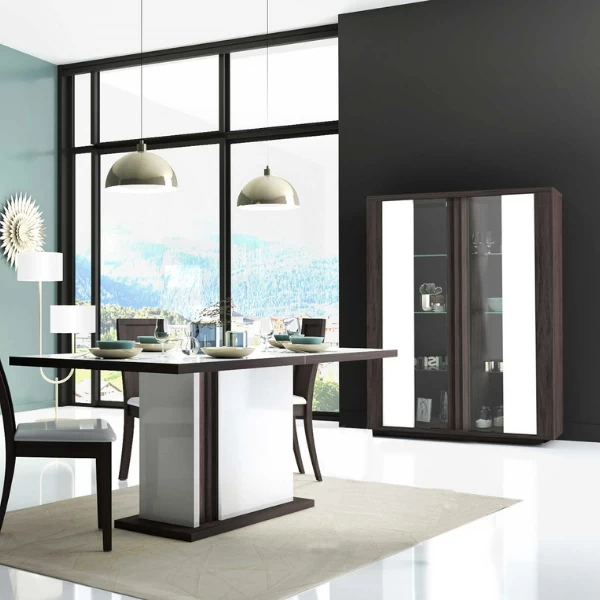 Vitrinekast Armin 130x45x180cm - Wit/bruin 2 Vitrinekast Armin 130x45x180cm - Wit/bruin - Afbeelding 2