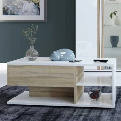 Salontafel Tannee 115cm - Wit/eik