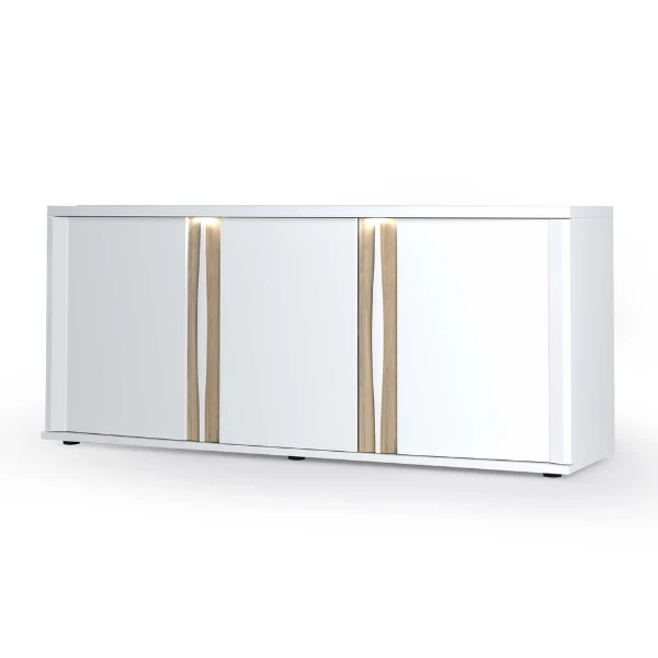 Dressoir Tannee 200x57x87cm 3 Deuren - Wit/eik 10 Dressoir Tannee 200x57x87cm 3 Deuren - Wit/eik - Afbeelding 10