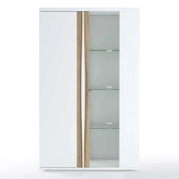 Vitrinekast Tannee 110x45x180cm 2 Deuren - Wit/eik 8 Vitrinekast Tannee 110x45x180cm 2 Deuren - Wit/eik - Afbeelding 8