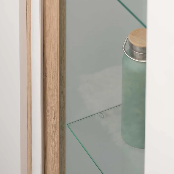 Vitrinekast Tannee 110x45x180cm 2 Deuren - Wit/eik 5 Vitrinekast Tannee 110x45x180cm 2 Deuren - Wit/eik - Afbeelding 5