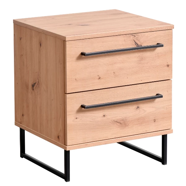 Nachtkastje Hoggas Met Twee Lades - Eik/zwart 7 Nachtkastje Hoggas Met Twee Lades - Eik/zwart - Afbeelding 7