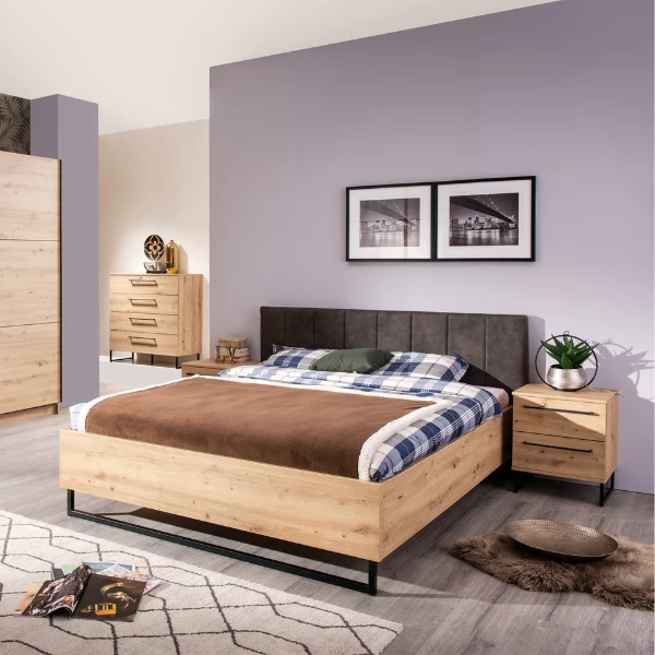 Nachtkastje Hoggas Met Twee Lades - Eik/zwart 3 Nachtkastje Hoggas Met Twee Lades - Eik/zwart - Afbeelding 3