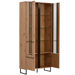 Vitrinekast Hoggas 85cm 4 Deuren - Eik/zwart 9 Vitrinekast Hoggas 85cm 4 Deuren - Eik/zwart -Collectie Woonkamermeubels Ontwerp zonder titel 2022 06 20T112925.406 eaa5