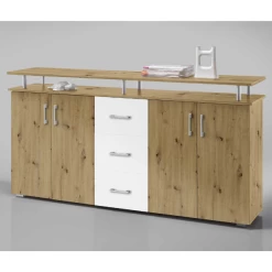 Dressoir Stelvio Met 4 Deuren & 3 Lades - Eik/wit