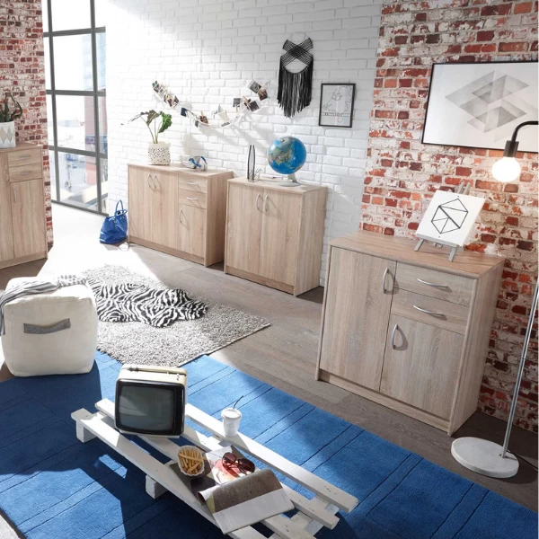 Commode Ultima 74x35x86cm Met 2 Deuren - Sonoma Eik 2 Commode Ultima 74x35x86cm Met 2 Deuren - Sonoma Eik - Afbeelding 2