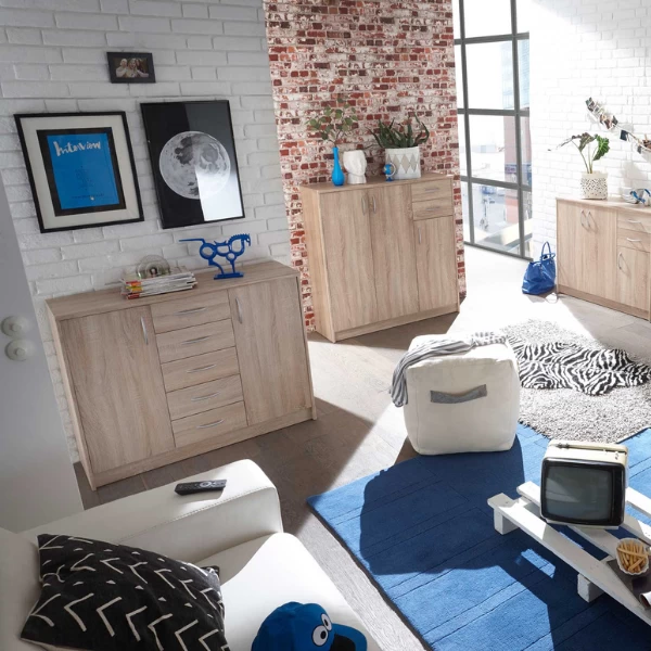 Dressoir Ultima 109cm Met 3 Deuren & 2 Lades - Sonoma Eik 2 Dressoir Ultima 109cm Met 3 Deuren & 2 Lades - Sonoma Eik - Afbeelding 2