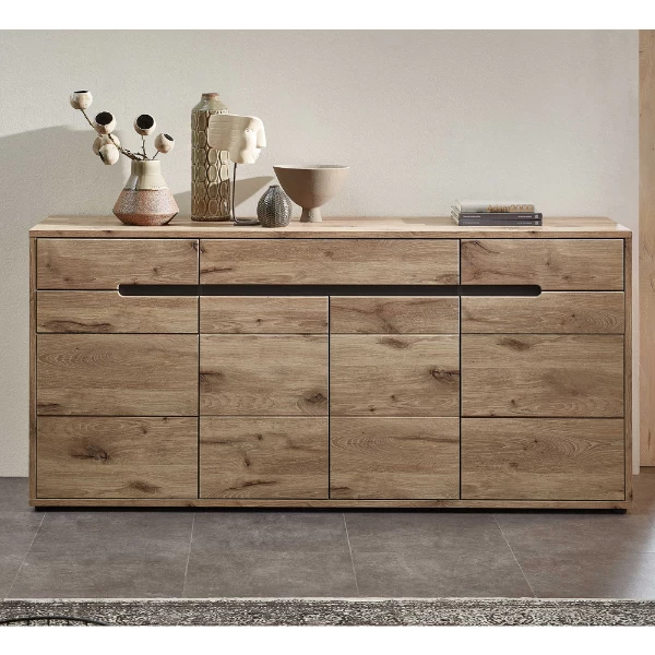 Dressoir Bellini 185cm 3 Lades & 3 Deuren - Eik/antraciet 2 Dressoir Bellini 185cm 3 Lades & 3 Deuren - Eik/antraciet - Afbeelding 2