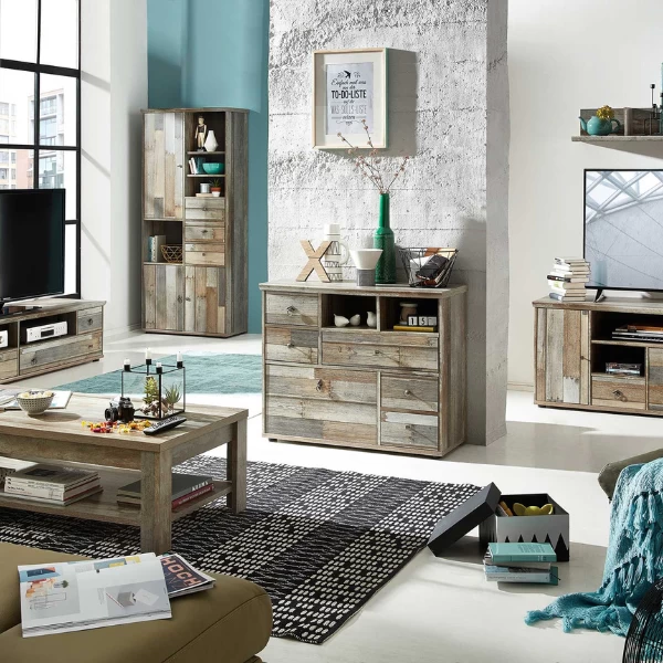 Buffetkast Clem 83cm 3 Deuren & 3 Lades - Driftwood 2 Buffetkast Clem 83cm 3 Deuren & 3 Lades - Driftwood - Afbeelding 2