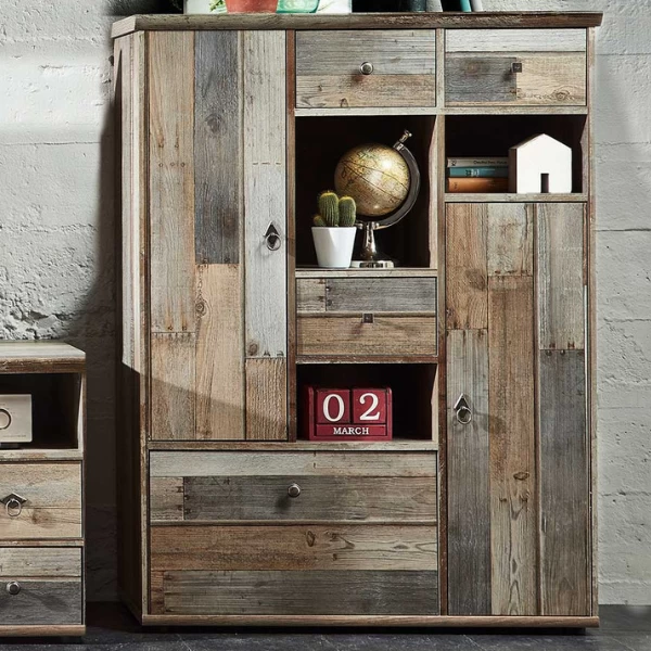 Buffetkast Clem 99cm Drie Deuren & Drie Lades - Driftwood 1 Buffetkast Clem 99cm Drie Deuren & Drie Lades - Driftwood