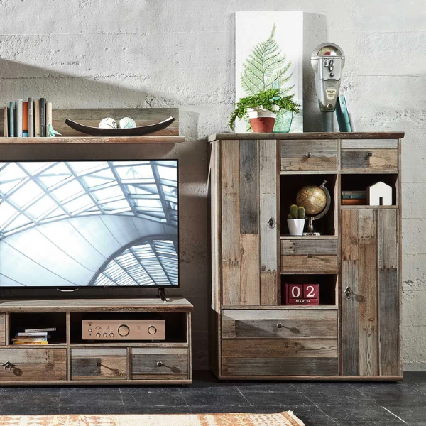 Buffetkast Clem 99cm Drie Deuren & Drie Lades - Driftwood 2 Buffetkast Clem 99cm Drie Deuren & Drie Lades - Driftwood - Afbeelding 2