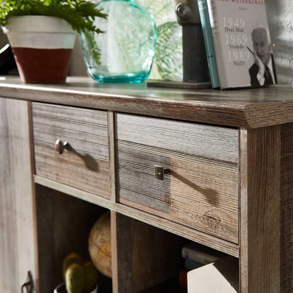 Buffetkast Clem 99cm Drie Deuren & Drie Lades - Driftwood 4 Buffetkast Clem 99cm Drie Deuren & Drie Lades - Driftwood - Afbeelding 4