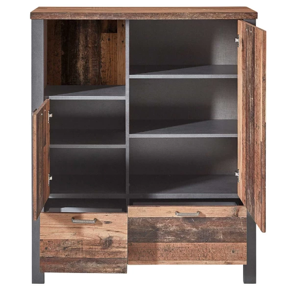 Buffetkast Carthago 2 Deuren & 2 Lades - Oud Hout/antraciet 4 Buffetkast Carthago 2 Deuren & 2 Lades - Oud Hout/antraciet - Afbeelding 4