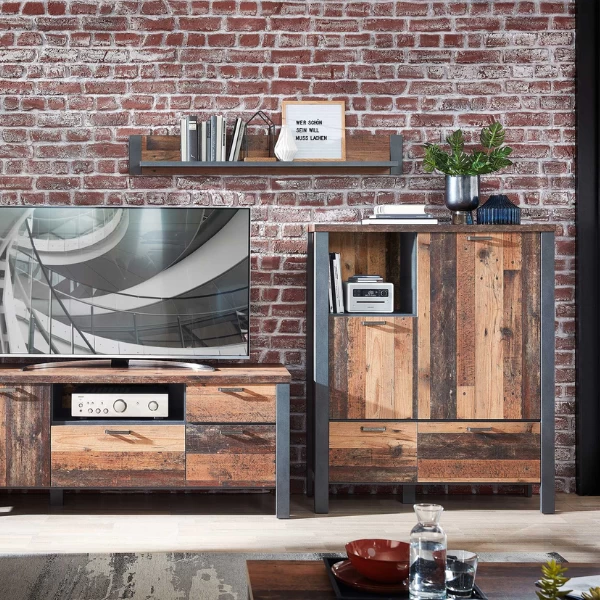 Buffetkast Carthago 2 Deuren & 2 Lades - Oud Hout/antraciet 2 Buffetkast Carthago 2 Deuren & 2 Lades - Oud Hout/antraciet - Afbeelding 2