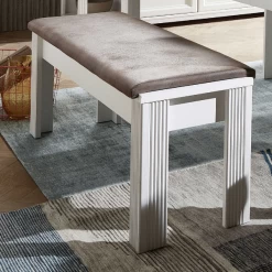 Eetkamerbank Samine 126cm - Wit/bruin