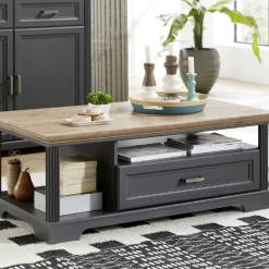 Salontafel Samine 1 Lade & 2 Vakken - Grafiet/eik