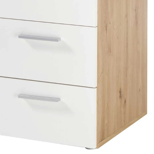 Commode Lobi 1 Deur 4 Lades - Glanzend Wit/hout 3 Commode Lobi 1 Deur 4 Lades - Glanzend Wit/hout - Afbeelding 3