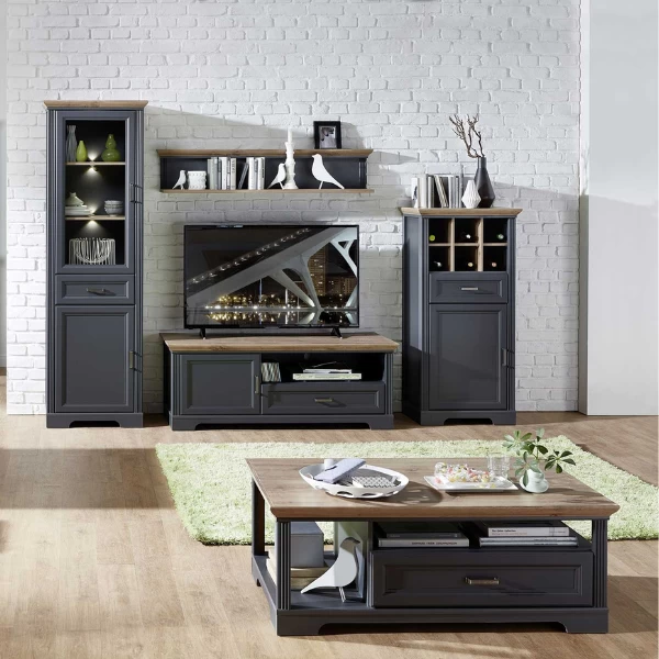 Wijnkast Samine 66cm Voor 6 Flessen 1 Deur & 1 Lade - Grafiet/eik 3 Wijnkast Samine 66cm Voor 6 Flessen 1 Deur & 1 Lade - Grafiet/eik - Afbeelding 3