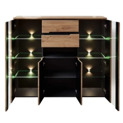 Buffetkast Medina 4 Deuren & 2 Lades; Met Led-verlichting - Eik/antraciet -Collectie Woonkamermeubels Ontwerp zonder titel 2022 08 29T140646.627 04a4