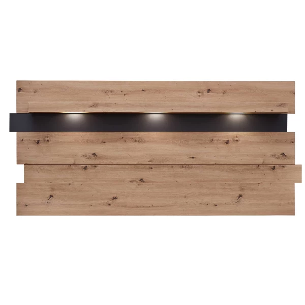 Wandpaneel Medina Met Verlichting - Eik/antraciet 2 Wandpaneel Medina Met Verlichting - Eik/antraciet - Afbeelding 2