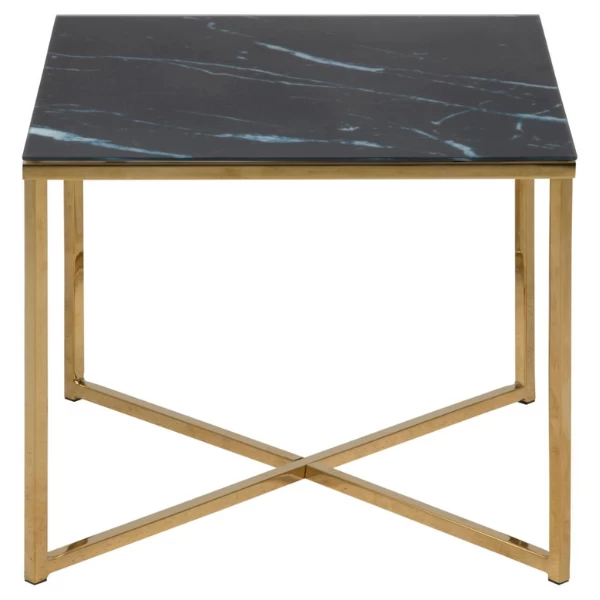 Bijzettafel Alisma 50x50 Cm - Goud/Marquina-marmer 8 Bijzettafel Alisma 50x50 Cm - Goud/Marquina-marmer - Afbeelding 8