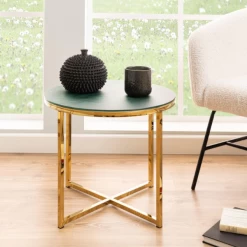 Bijzettafel Alisma Ø50 Cm - Goud/groen -Collectie Woonkamermeubels Ontwerp zonder titel 2022 10 21T085125.329 e712