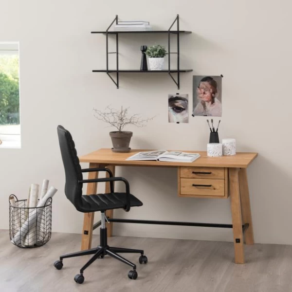 Wandrek Belfast Met 2 Legplanken - Zwart 3 Wandrek Belfast Met 2 Legplanken - Zwart - Afbeelding 3