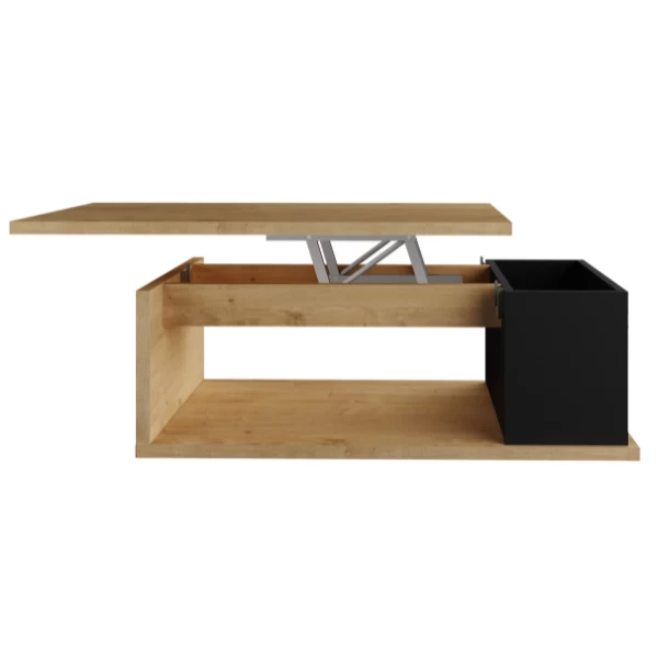 Salontafel Otawa 90x55 Cm Met Uitschuifbaar Tafelblad - Eik/ Zwart 6 Salontafel Otawa 90x55 Cm Met Uitschuifbaar Tafelblad - Eik/ Zwart - Afbeelding 6