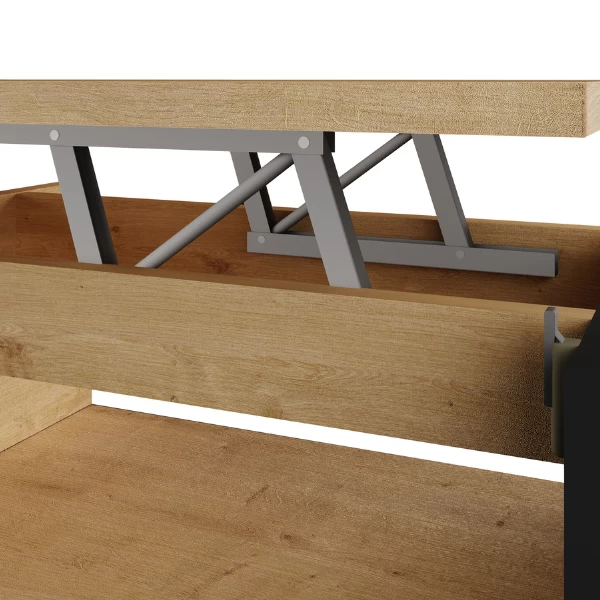 Salontafel Otawa 90x55 Cm Met Uitschuifbaar Tafelblad - Eik/ Zwart 4 Salontafel Otawa 90x55 Cm Met Uitschuifbaar Tafelblad - Eik/ Zwart - Afbeelding 4