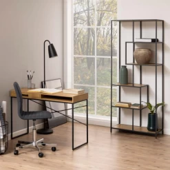 Rek Seaford Met 4 Zwevende Legplanken - Wilde Eik/ Zwart -Collectie Woonkamermeubels Ontwerp zonder titel 2022 11 02T134556.152 e478