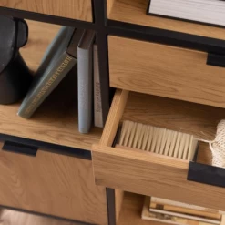 Wandrek Swindon 141 Cm Met 3 Lades En 2 Kastjes - Eik/zwart -Collectie Woonkamermeubels Ontwerp zonder titel 2022 11 02T153111.002 99e3