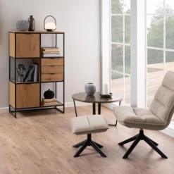 Wandrek Swindon 141 Cm Met 3 Lades En 2 Kastjes - Eik/zwart -Collectie Woonkamermeubels Ontwerp zonder titel 2022 11 02T153230.866 7f40