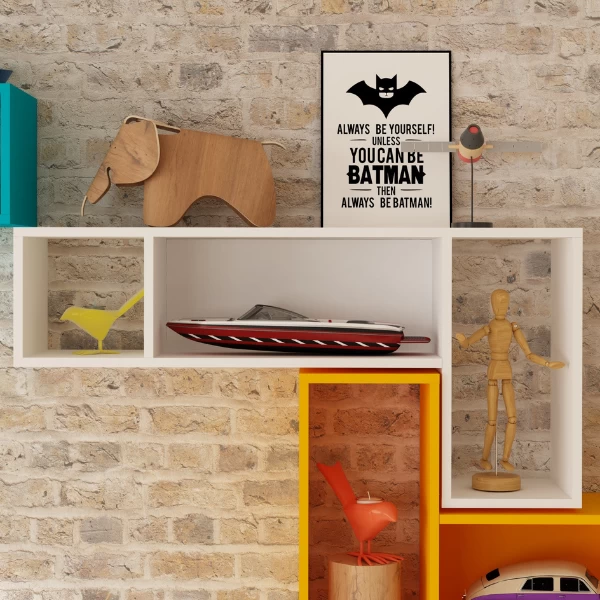 Wandrek Bo0 98x24 Cm Met 3 Vakken - Wit 1 Wandrek Bo0 98x24 Cm Met 3 Vakken - Wit