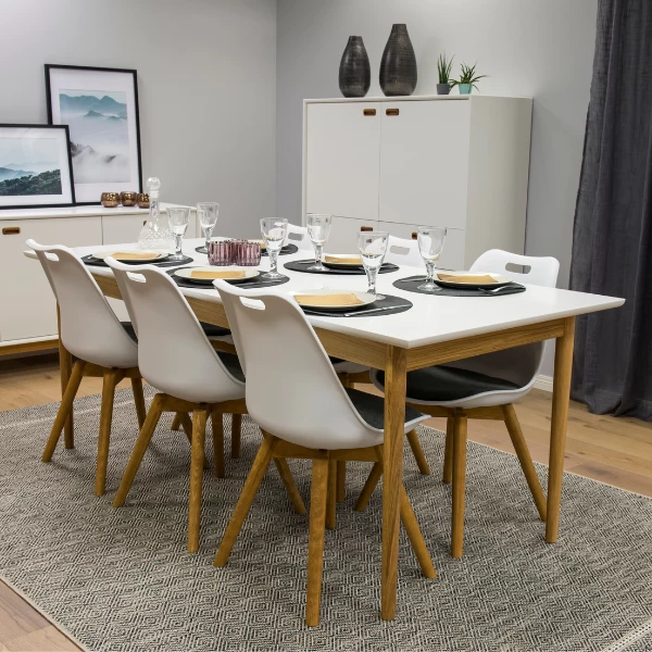 Uitschuifbare Eettafel Horanka 195/275x90 Cm-wit/eik 1 Uitschuifbare Eettafel Horanka 195/275x90 Cm-wit/eik