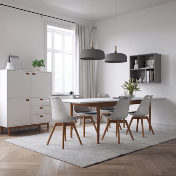 Uitschuifbare Eettafel Horanka 195/275x90 Cm-wit/eik 2 Uitschuifbare Eettafel Horanka 195/275x90 Cm-wit/eik - Afbeelding 2